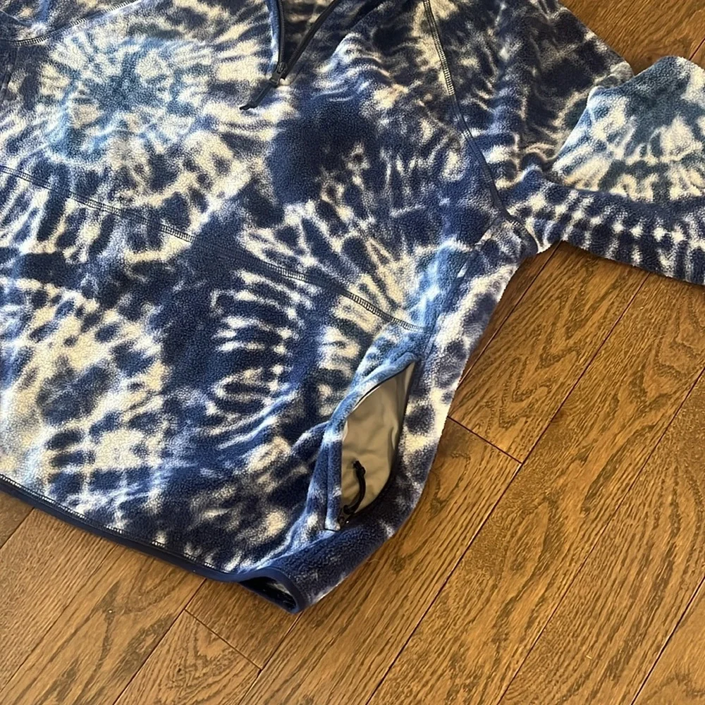 J.Crew Nordic Blue Tie Dye Polar Fleece Pullover Men’s Size Extra Large - Picture 6 of 8